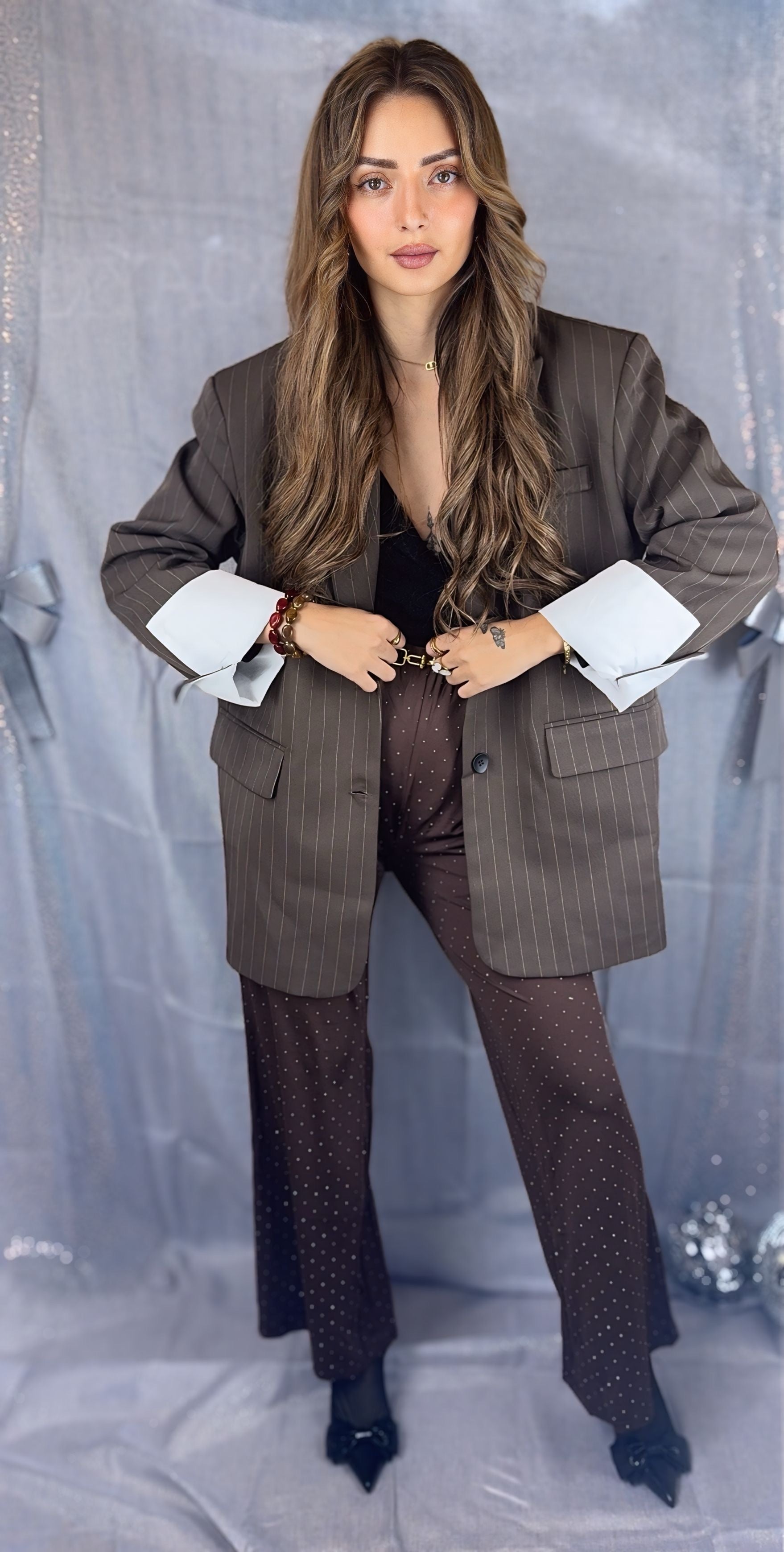 Pantalon à strass marron