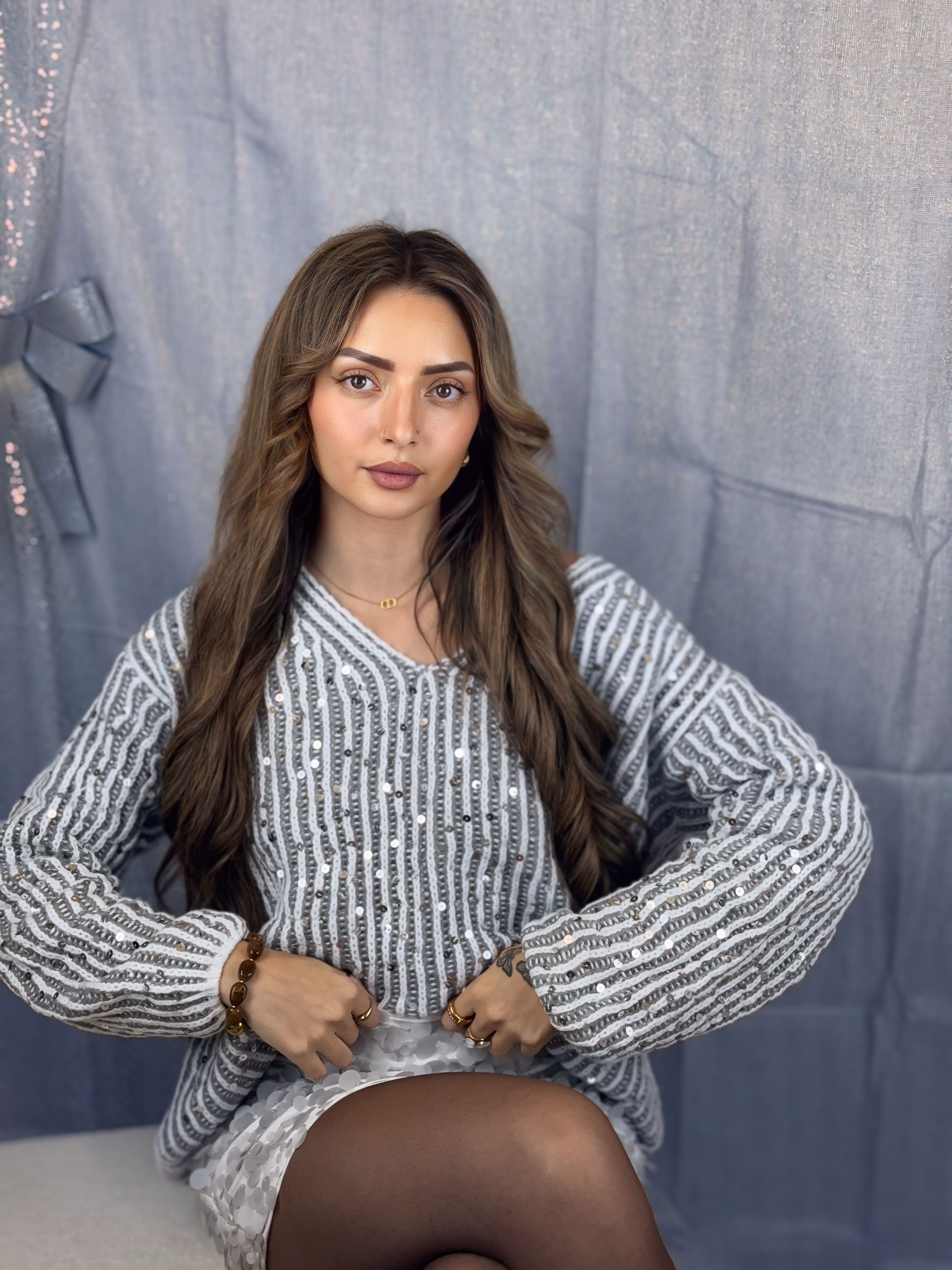 Pull à sequin gris