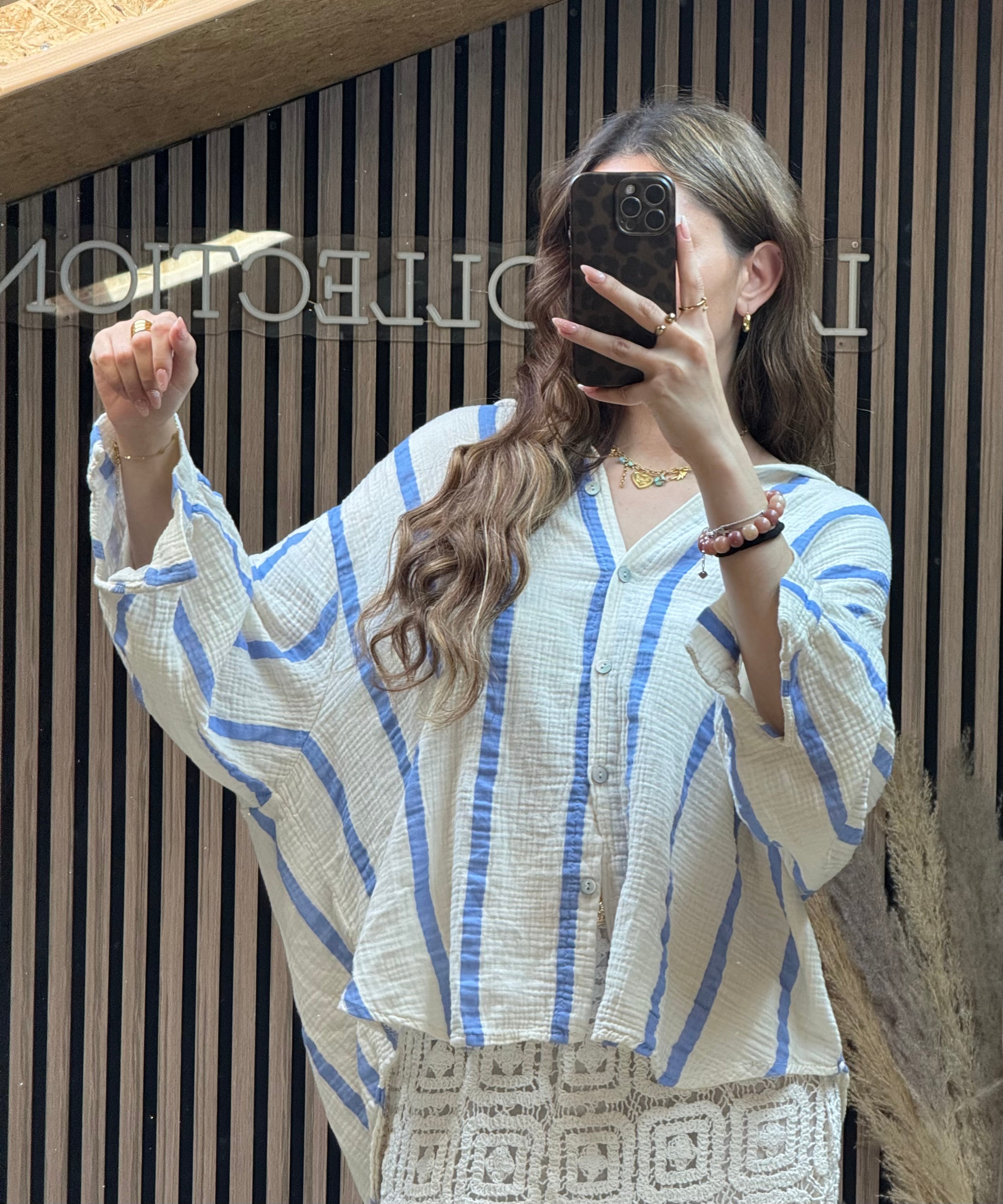 Chemise Sandra Beige/Bleu