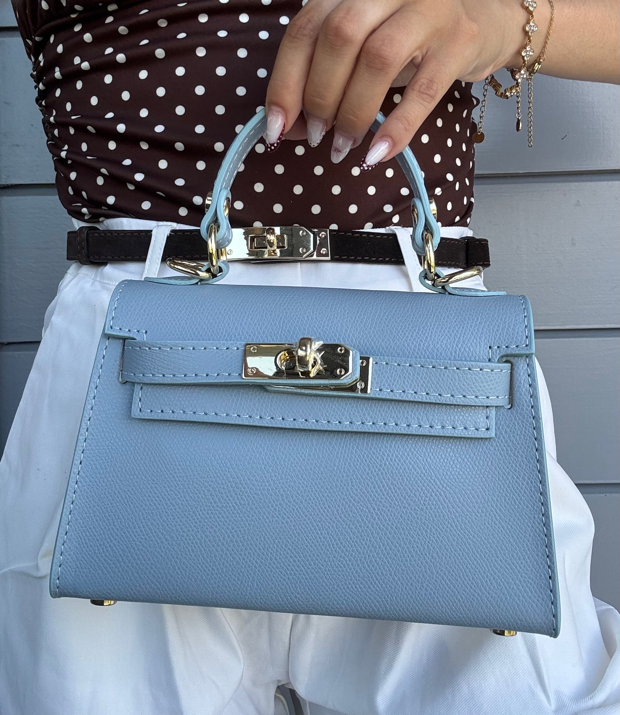 Sac inspi H Bleu Ciel  - 100% cuir 🇮🇹