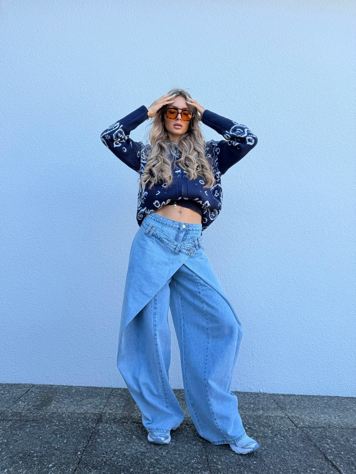 Jeans asymétrique bleu