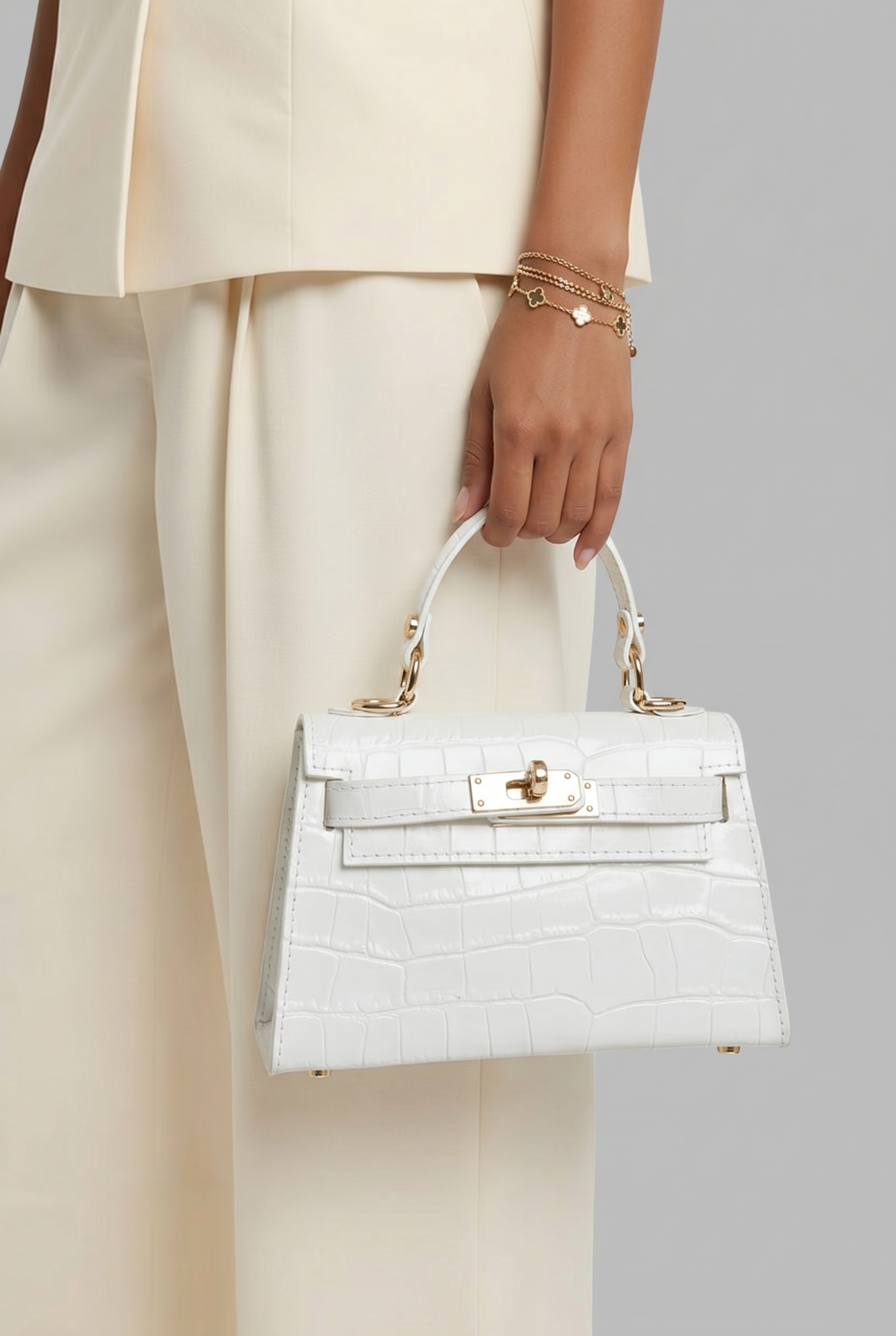 Sac inspi H Blanc Croco Édition Limitée   - 100% cuir 🇮🇹