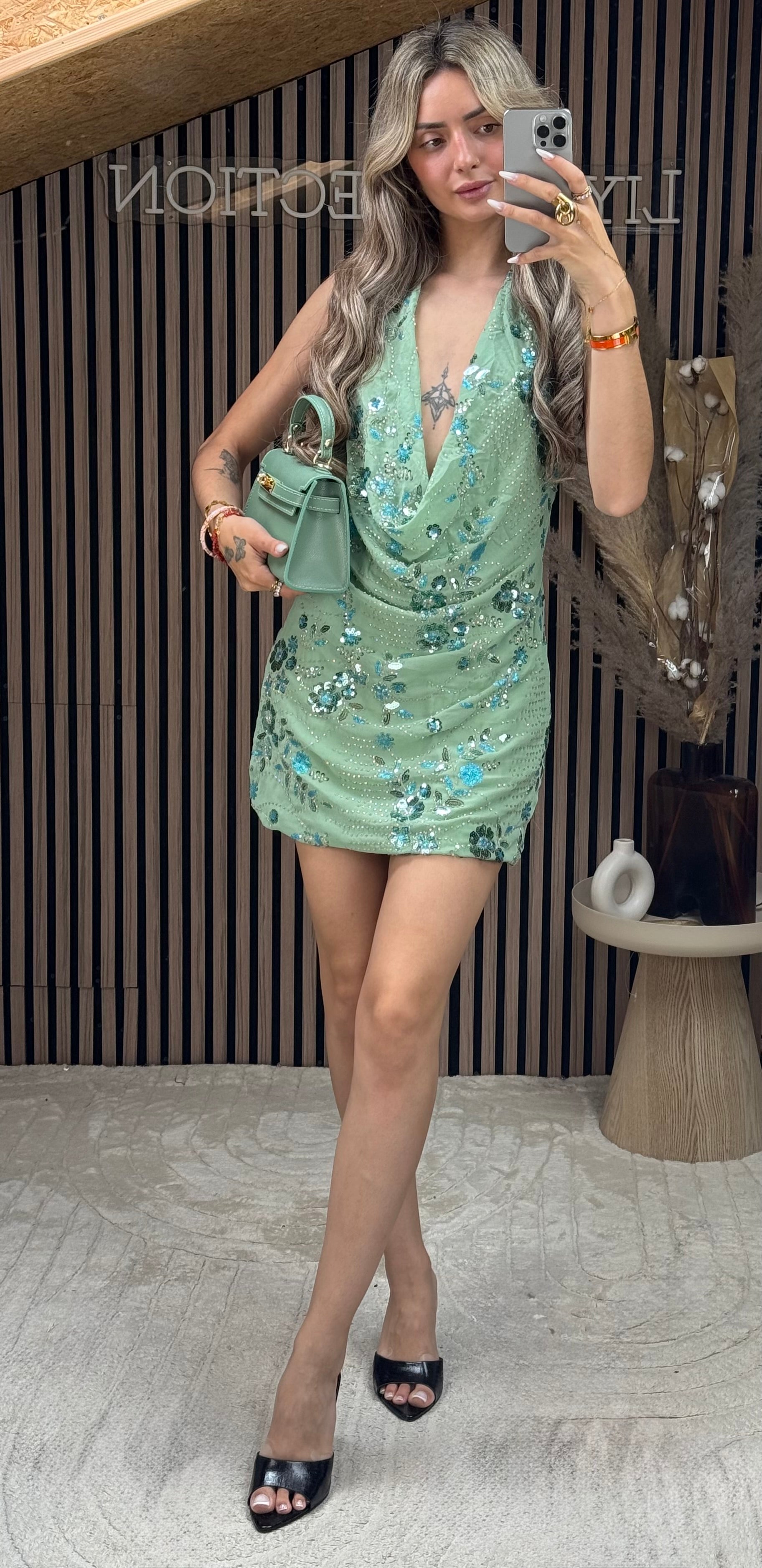 Robe à sequin turquoise