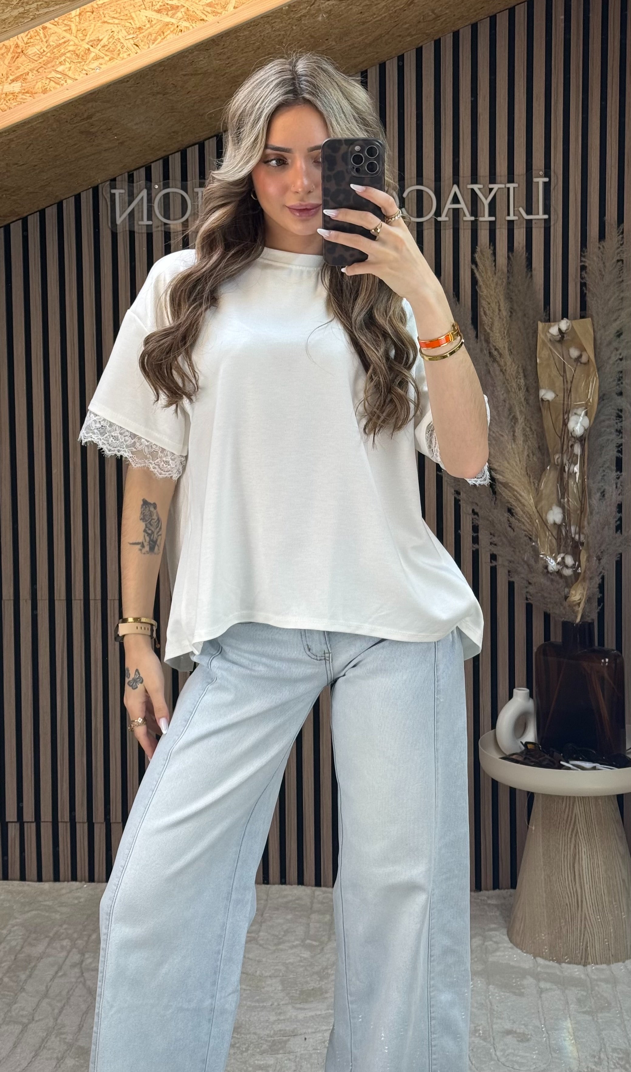 T-Shirt dentelle Blanc