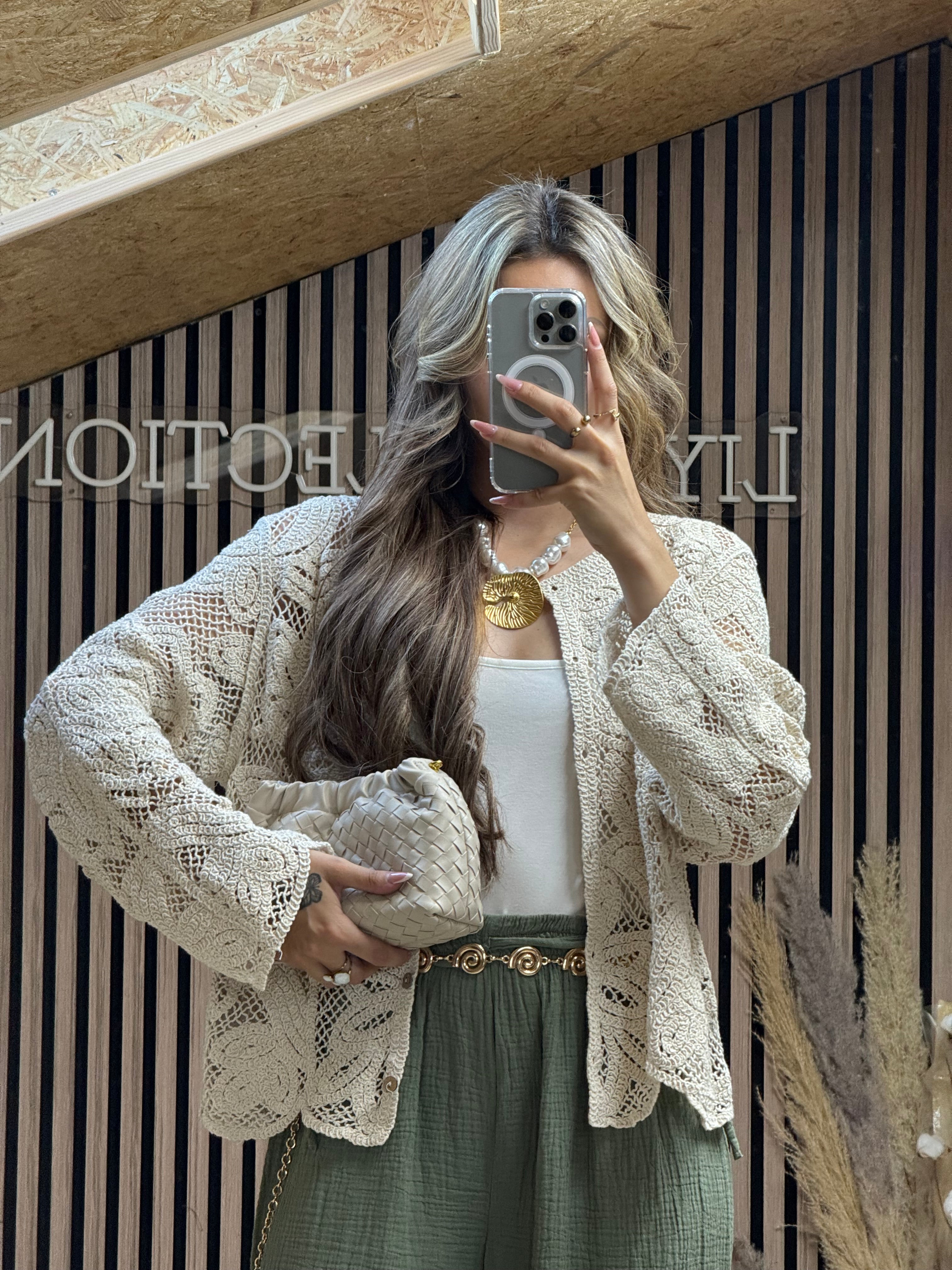 Gilet crochet Écru