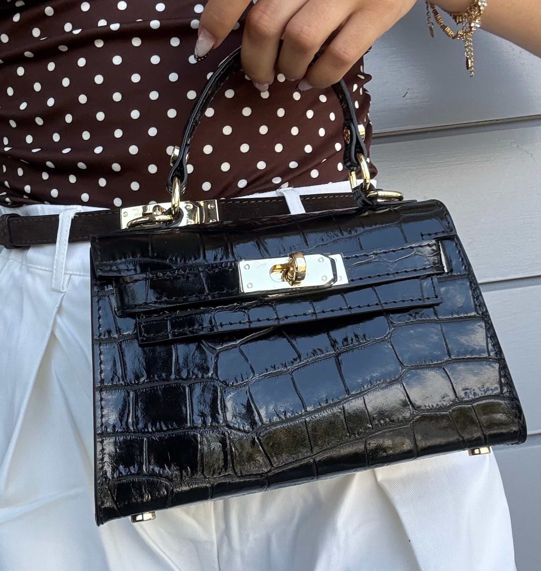 Sac inspi H Noir Croco Édition Limitée   - 100% cuir 🇮🇹