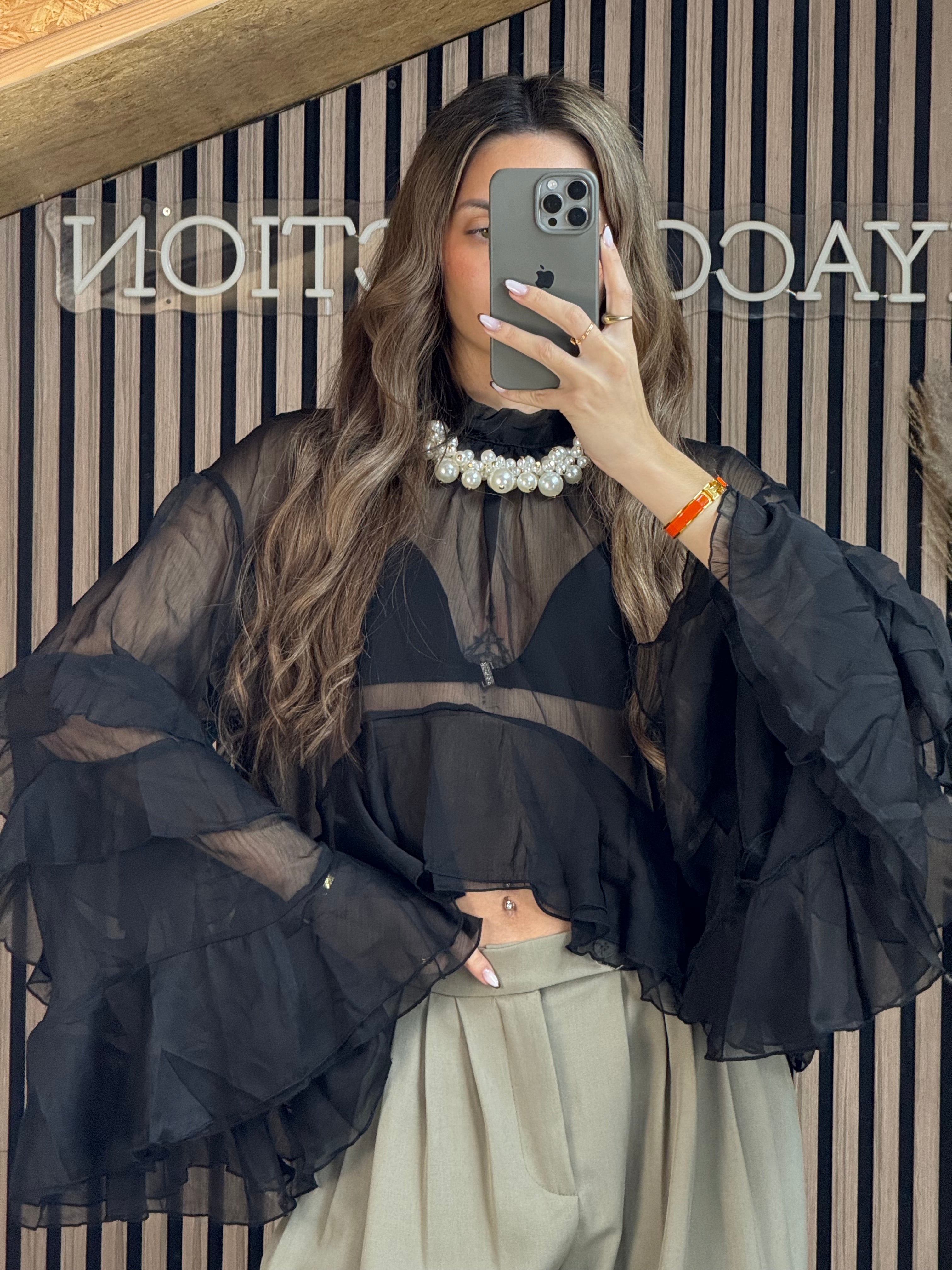 Blouse transparente Noir