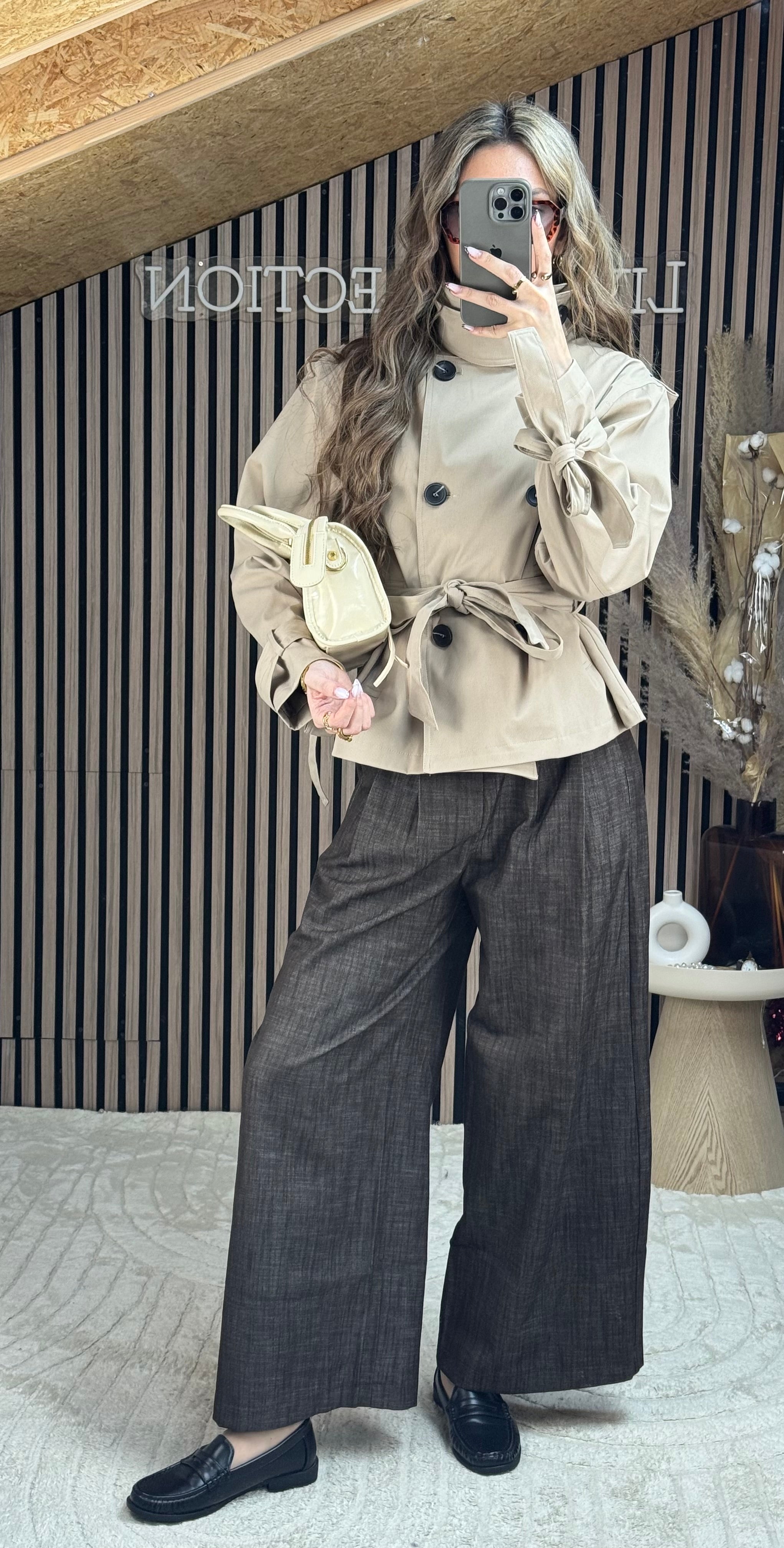 Pantalon Coupe Droite Marron