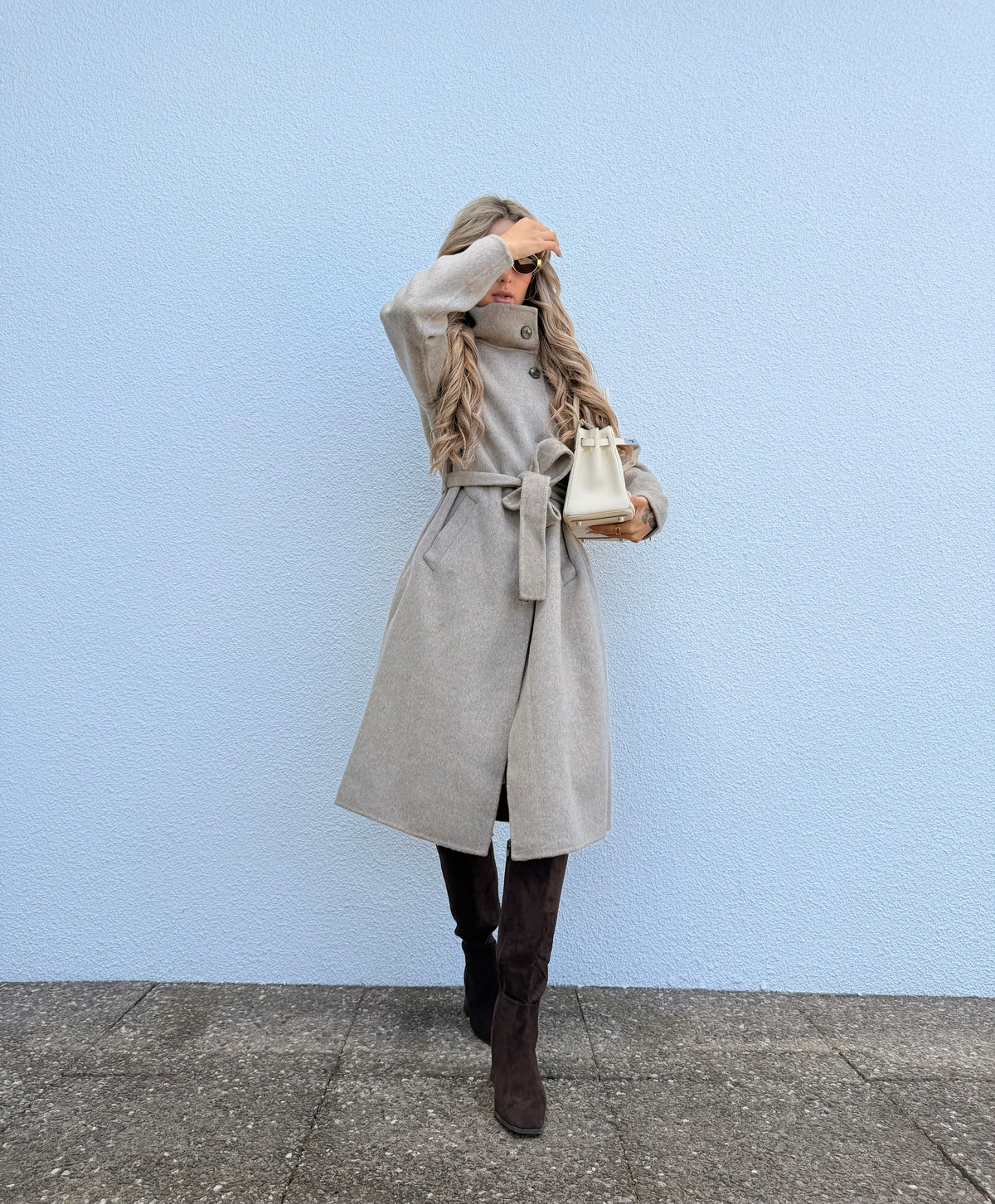 Manteau en laine taupe