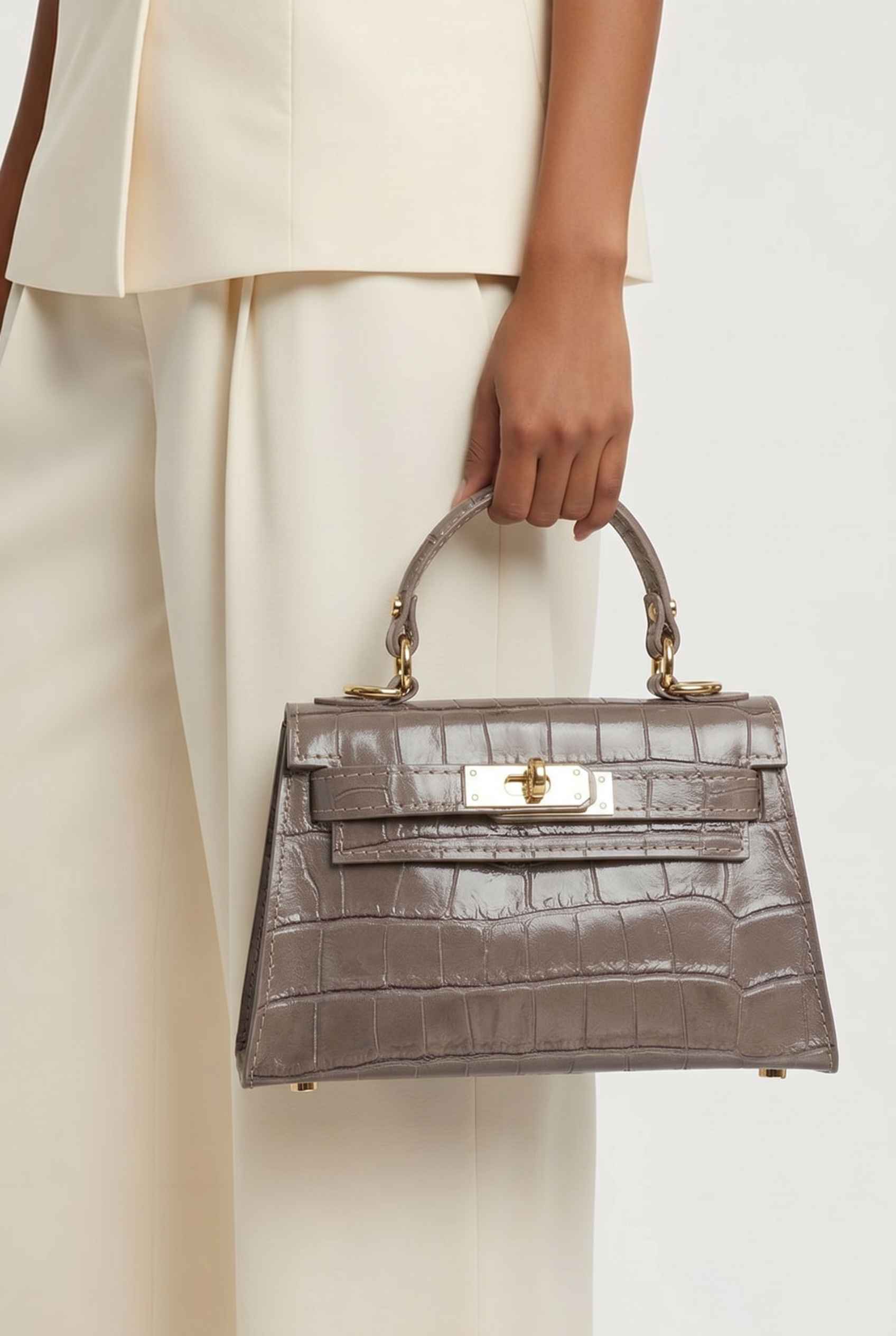 Sac inspi H Taupe Croco Édition Limitée   - 100% cuir 🇮🇹