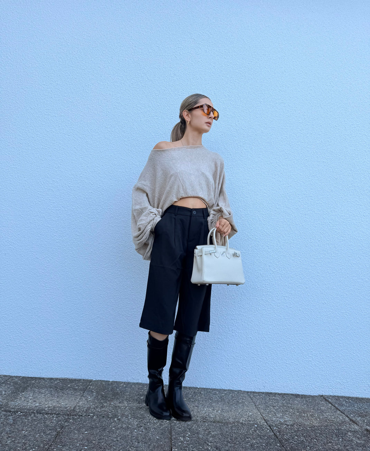 Pull Manches Bouffantes Taupe
