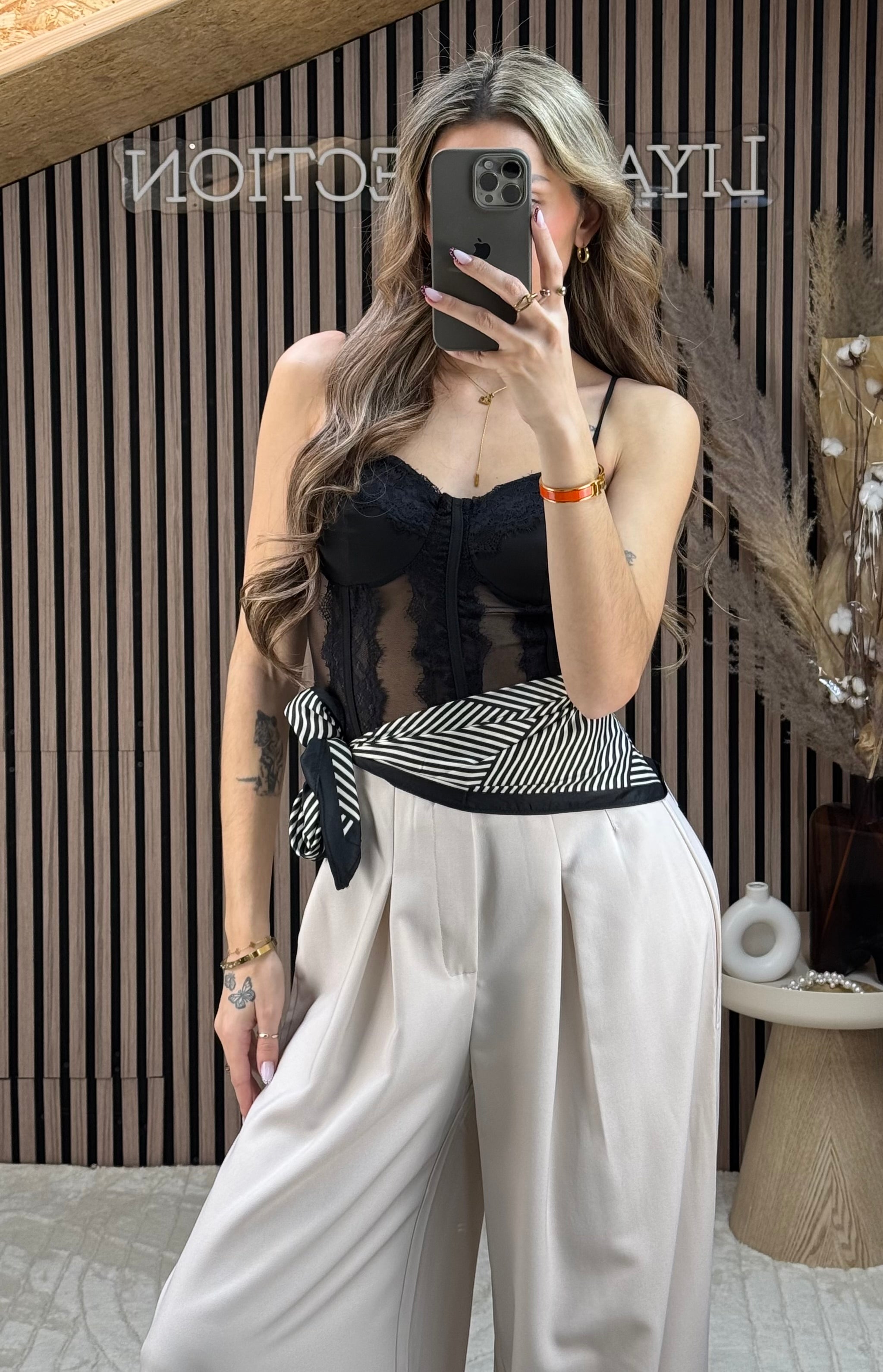 Foulard rayé Noir