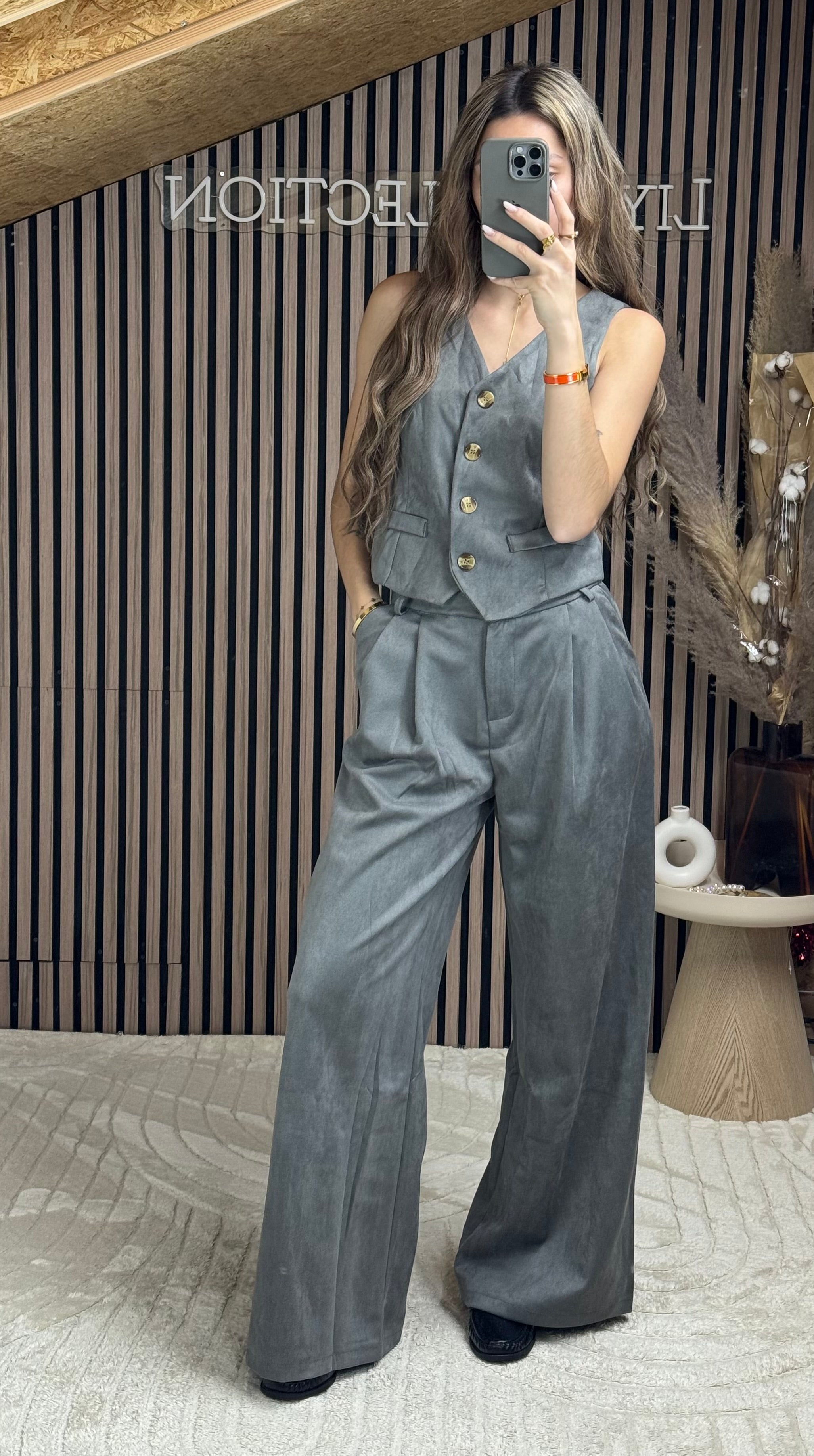 Ensemble Suèdine Gris