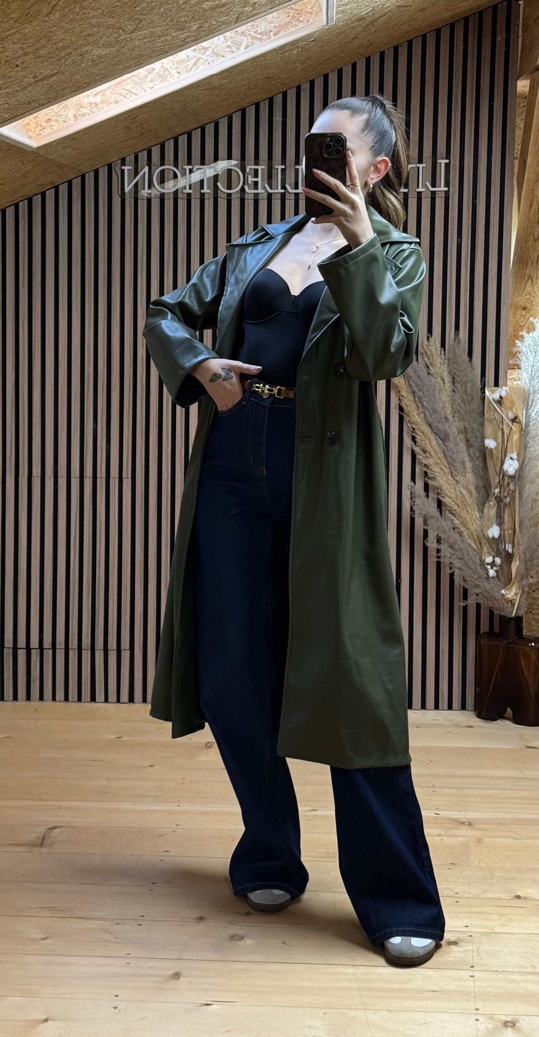 Trench Cuir Kaki