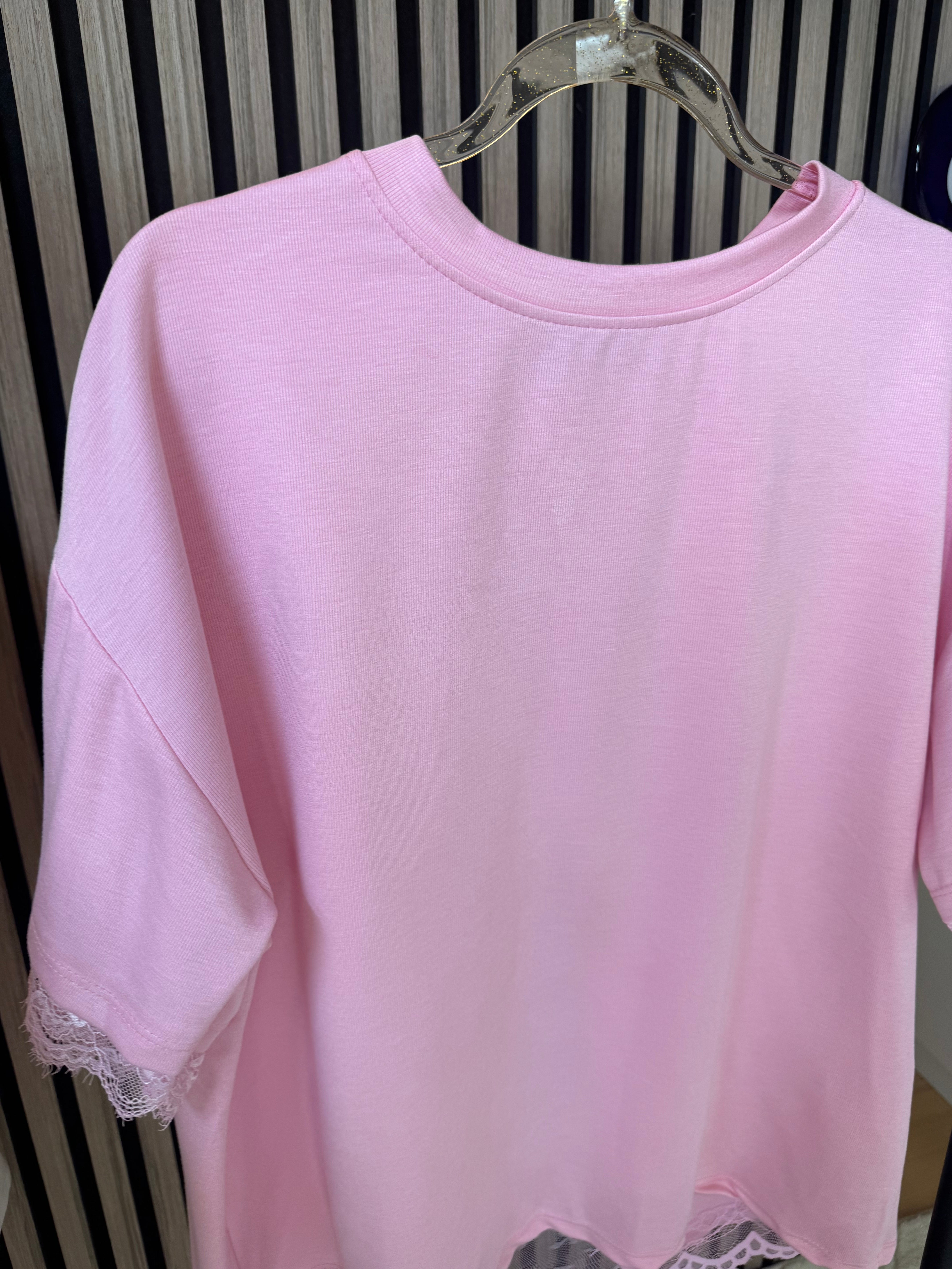 T-Shirt dentelle Rose
