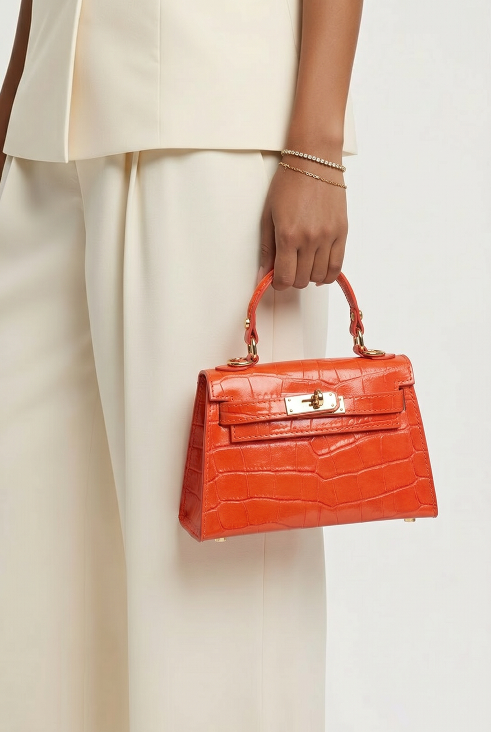 Sac inspi H Orange Croco Édition Limitée   - 100% cuir 🇮🇹