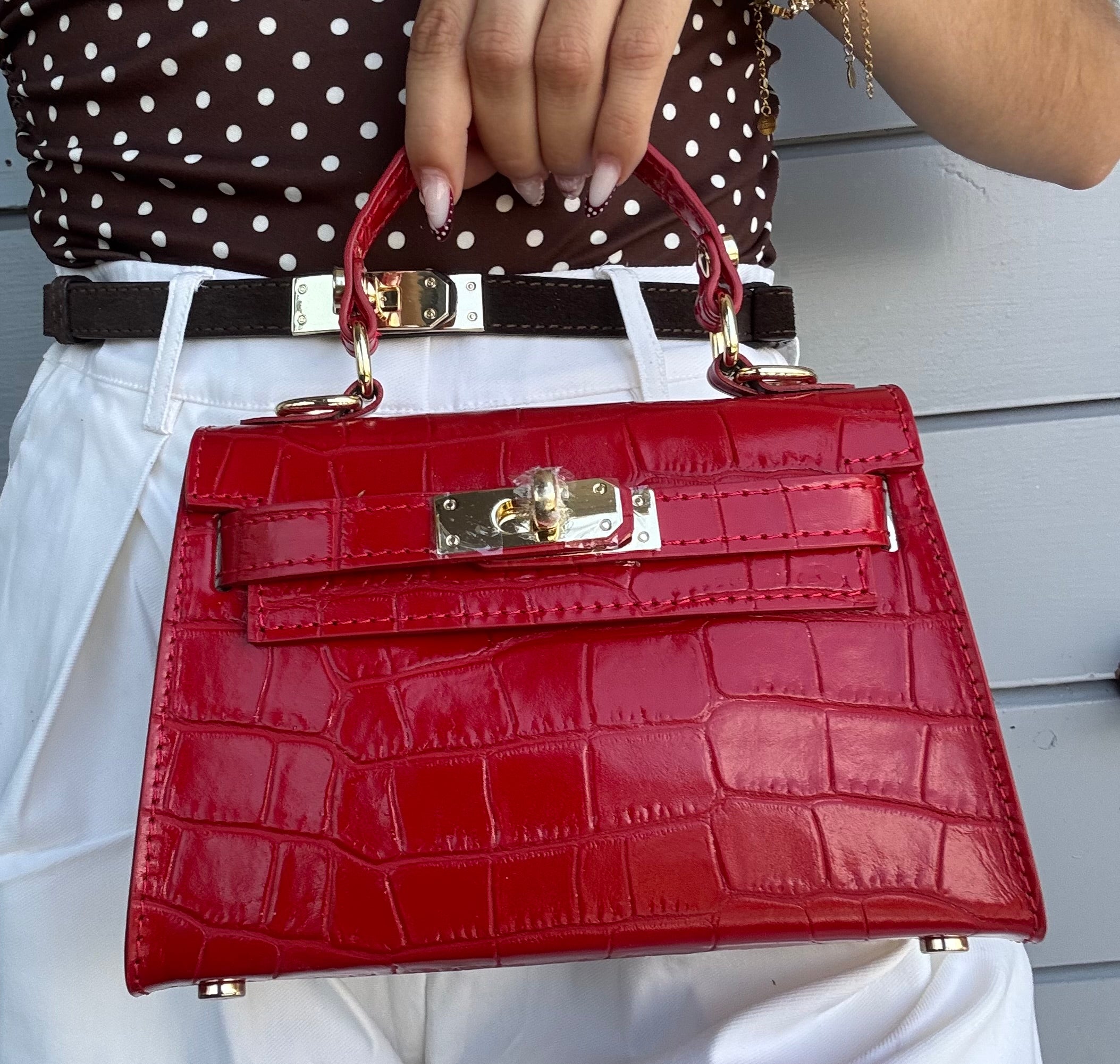 Sac inspi H Rouge Croco Édition Limitée   - 100% cuir 🇮🇹
