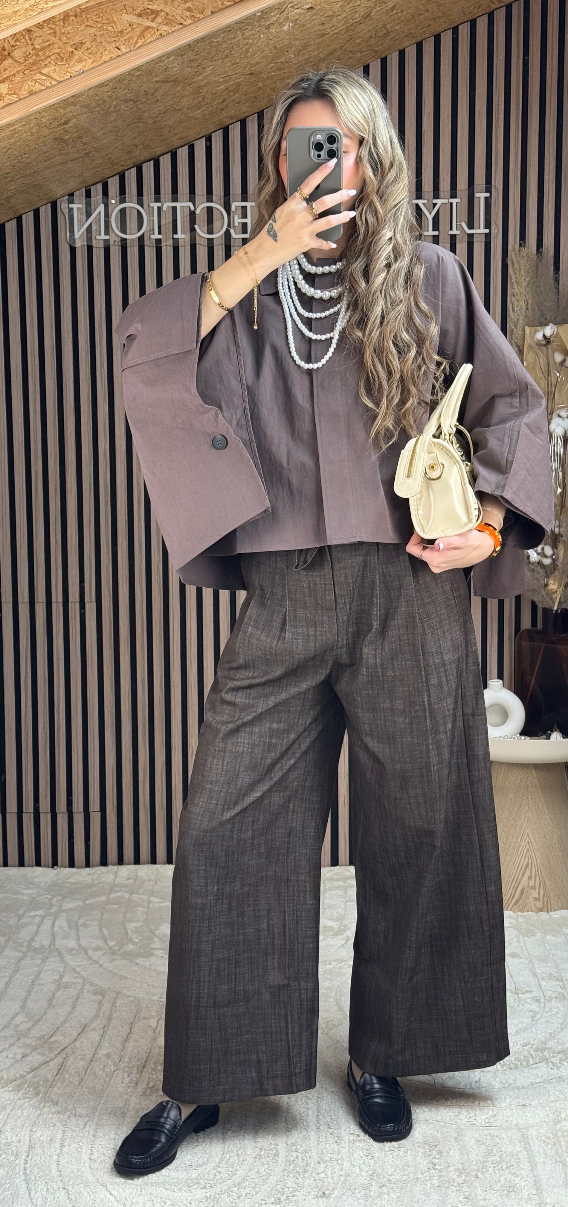 Pantalon Coupe Droite Marron