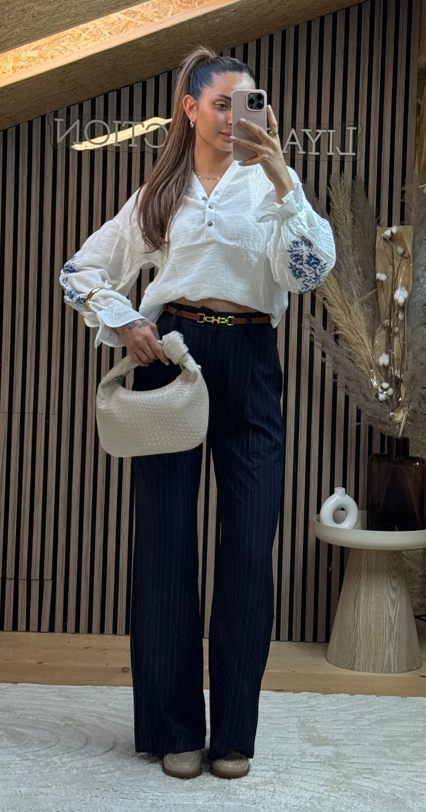 Pantalon rayé bleu marine