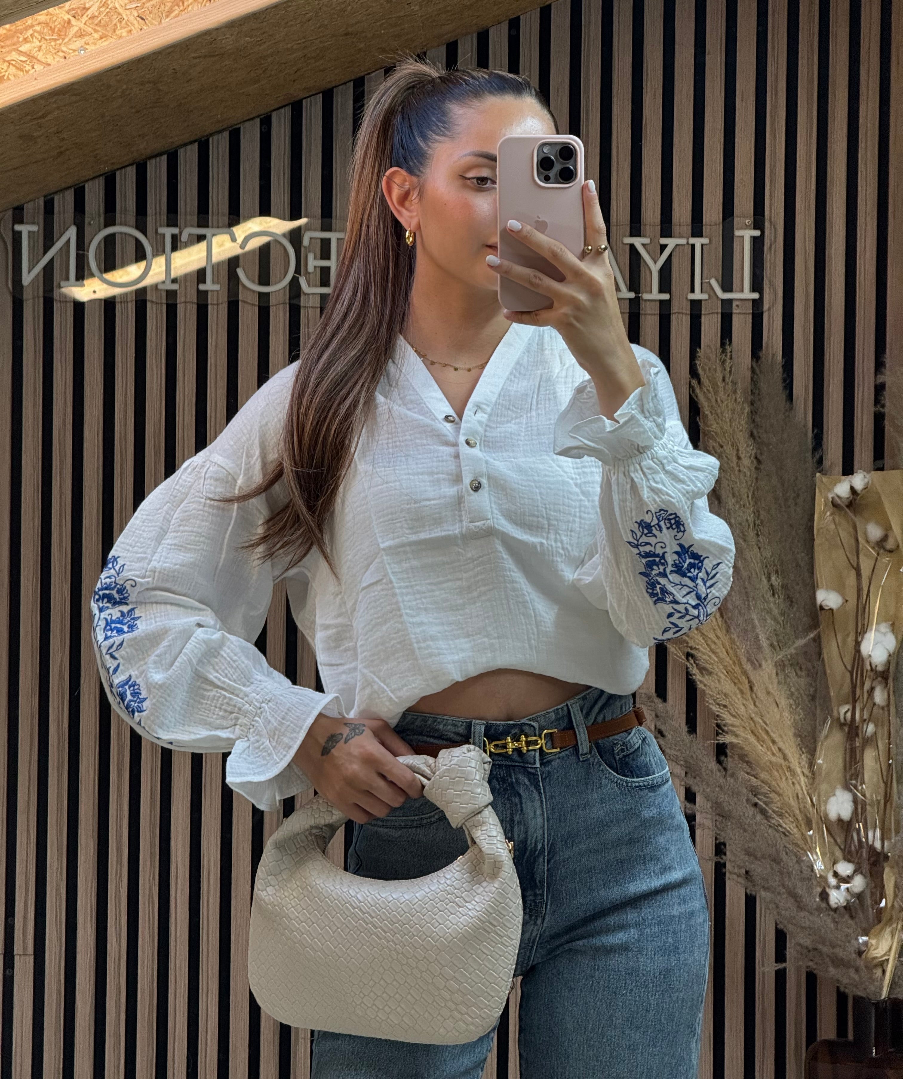 Blouse Brodé Bleu