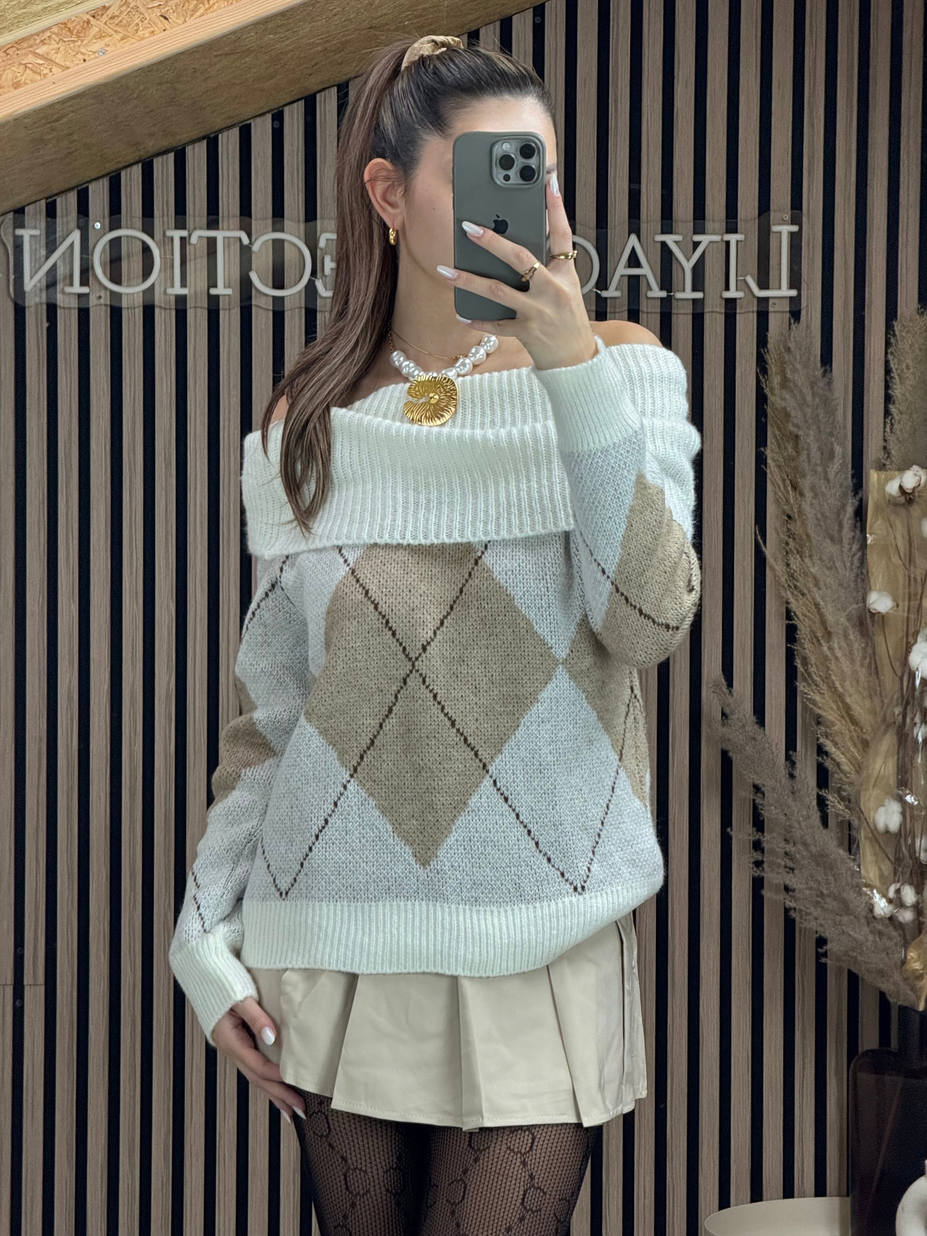 Pull col bateau écru