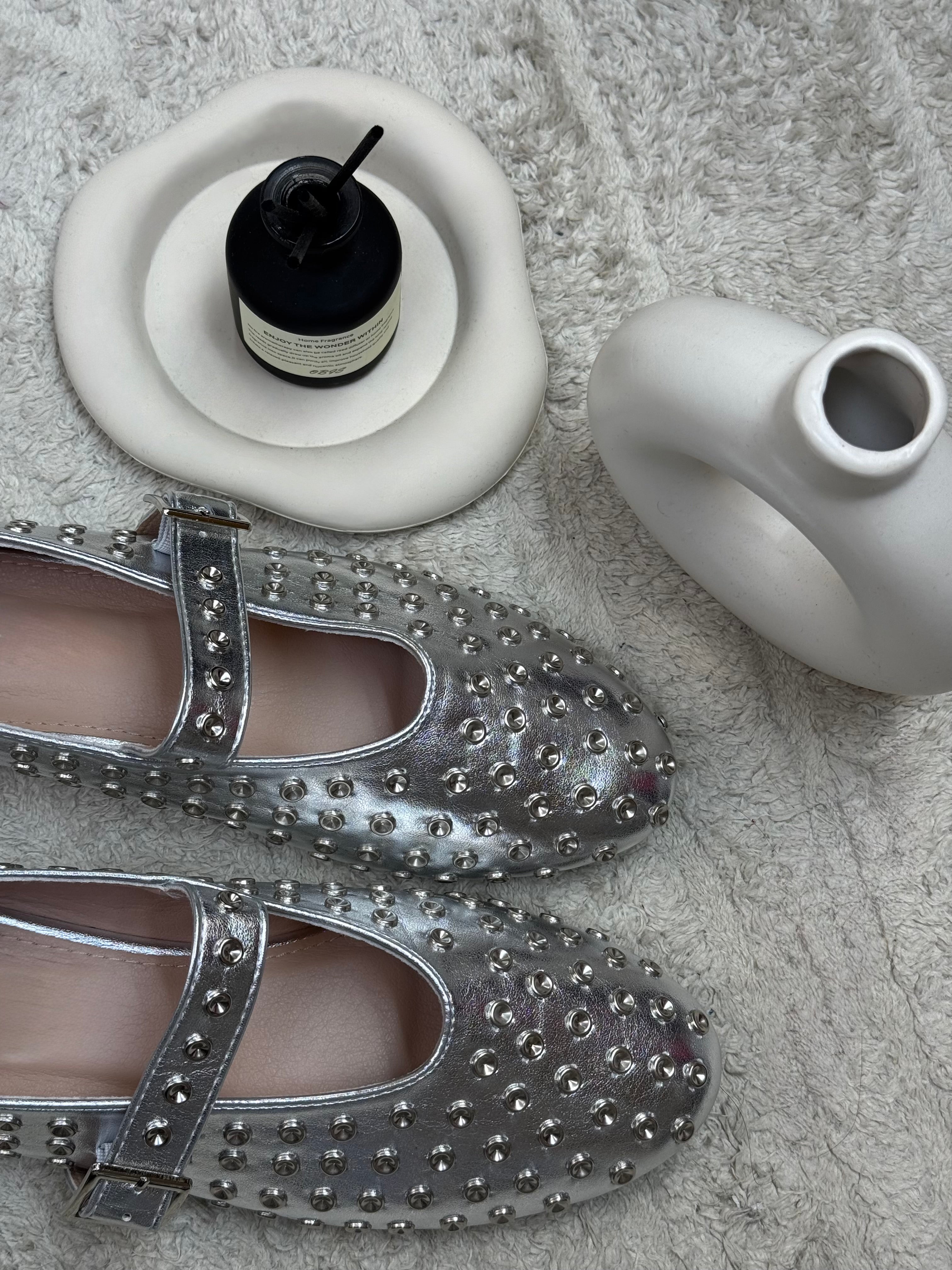 Ballerine à clous Argenté