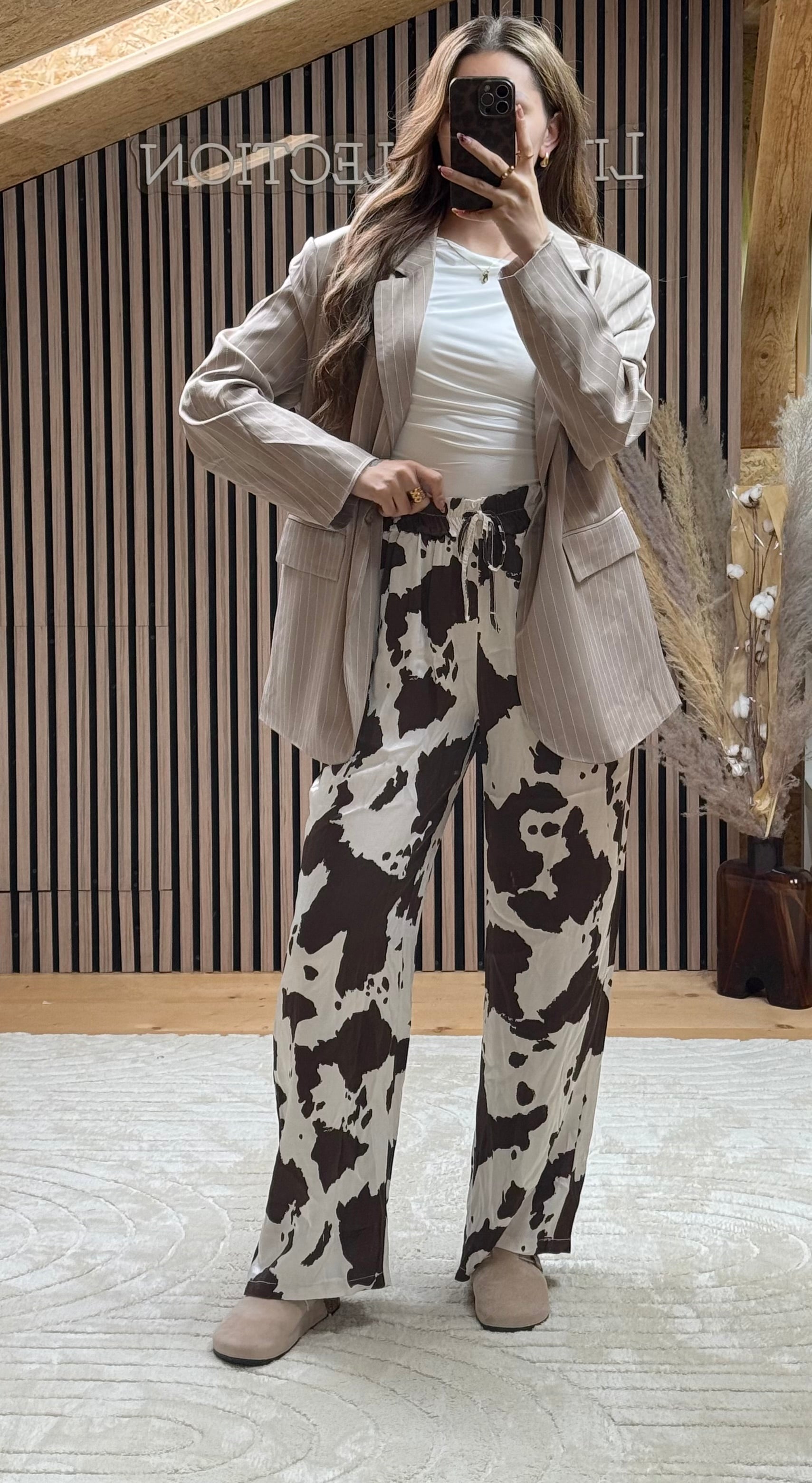 Blazer Nela Taupe Rayé