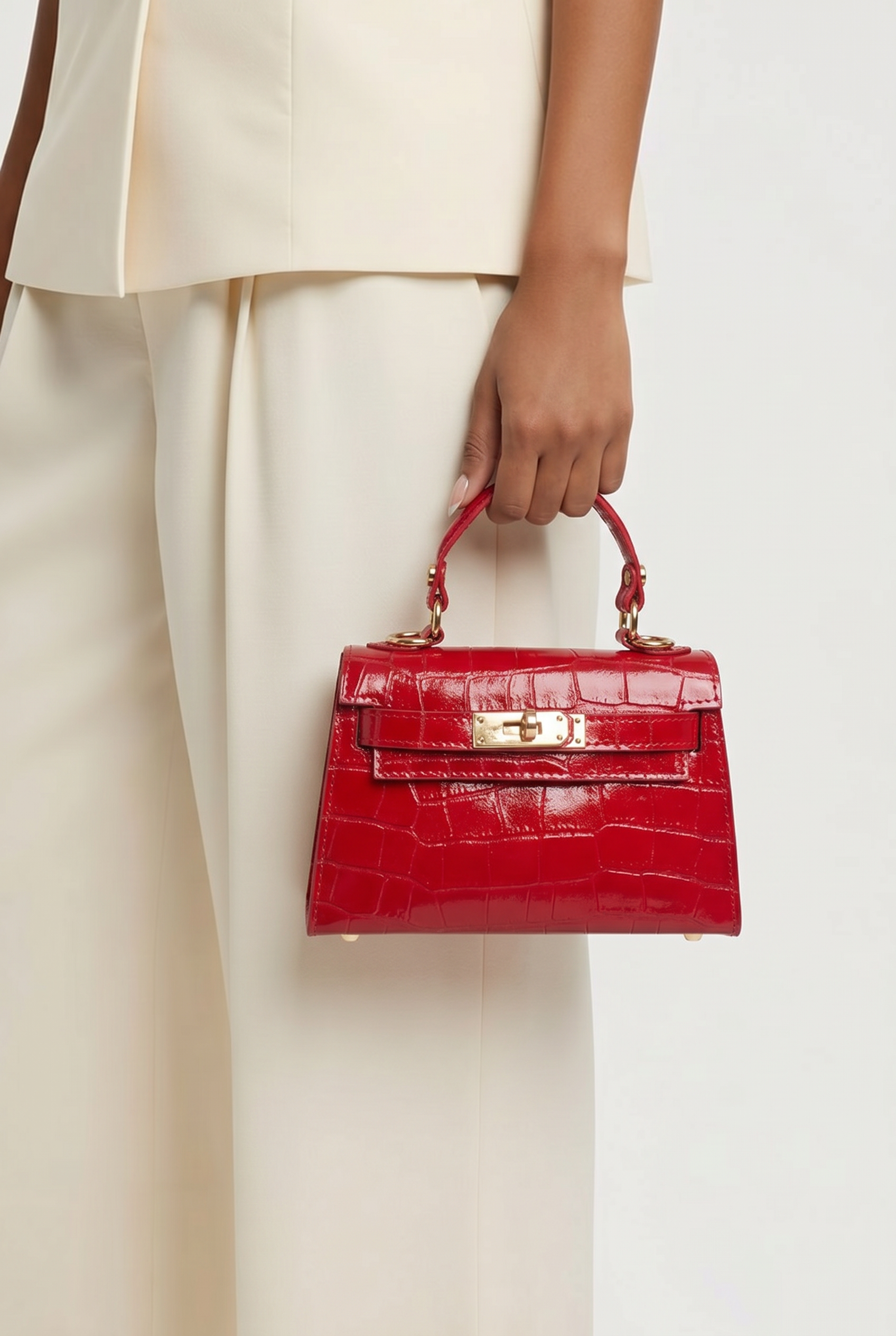 Sac inspi H Rouge Croco Édition Limitée   - 100% cuir 🇮🇹