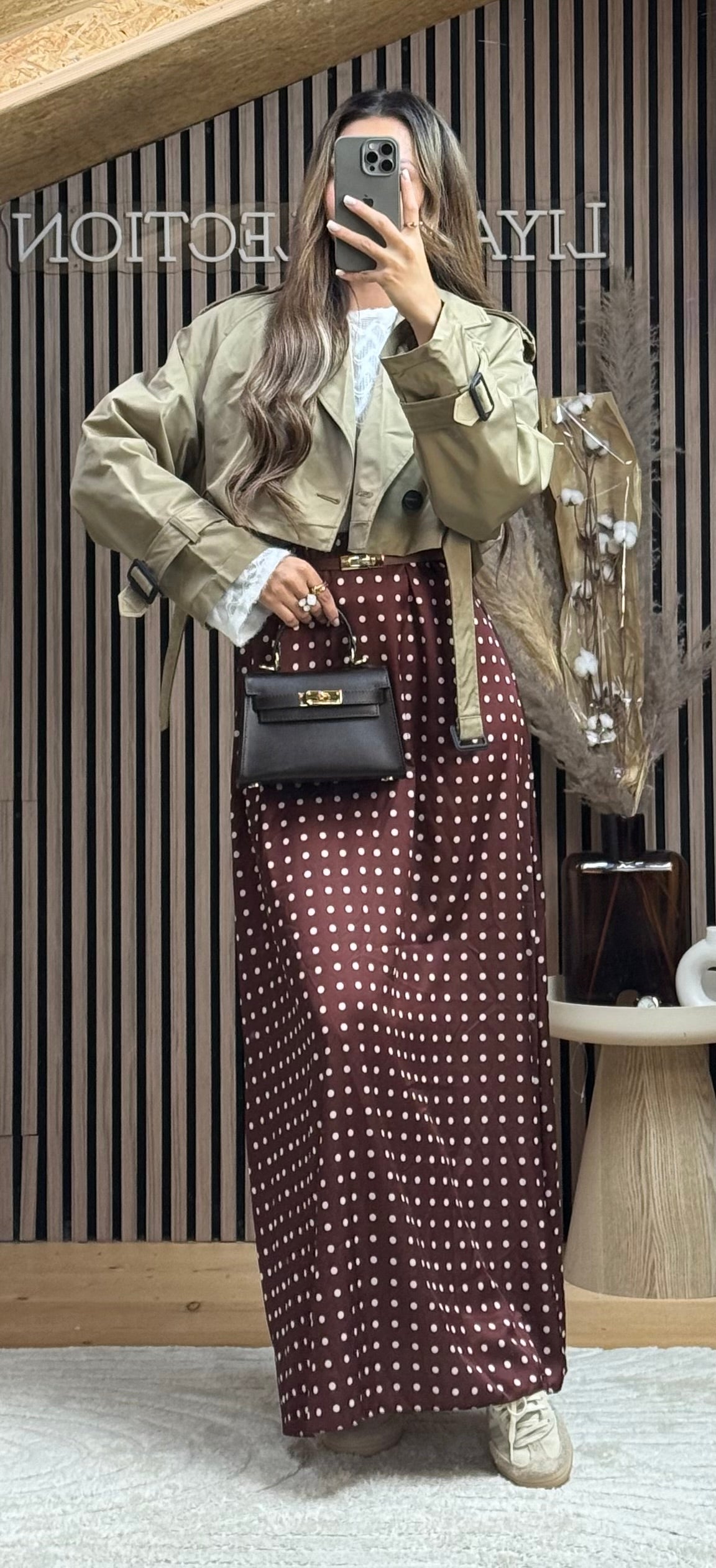 Jupe petit pois marron