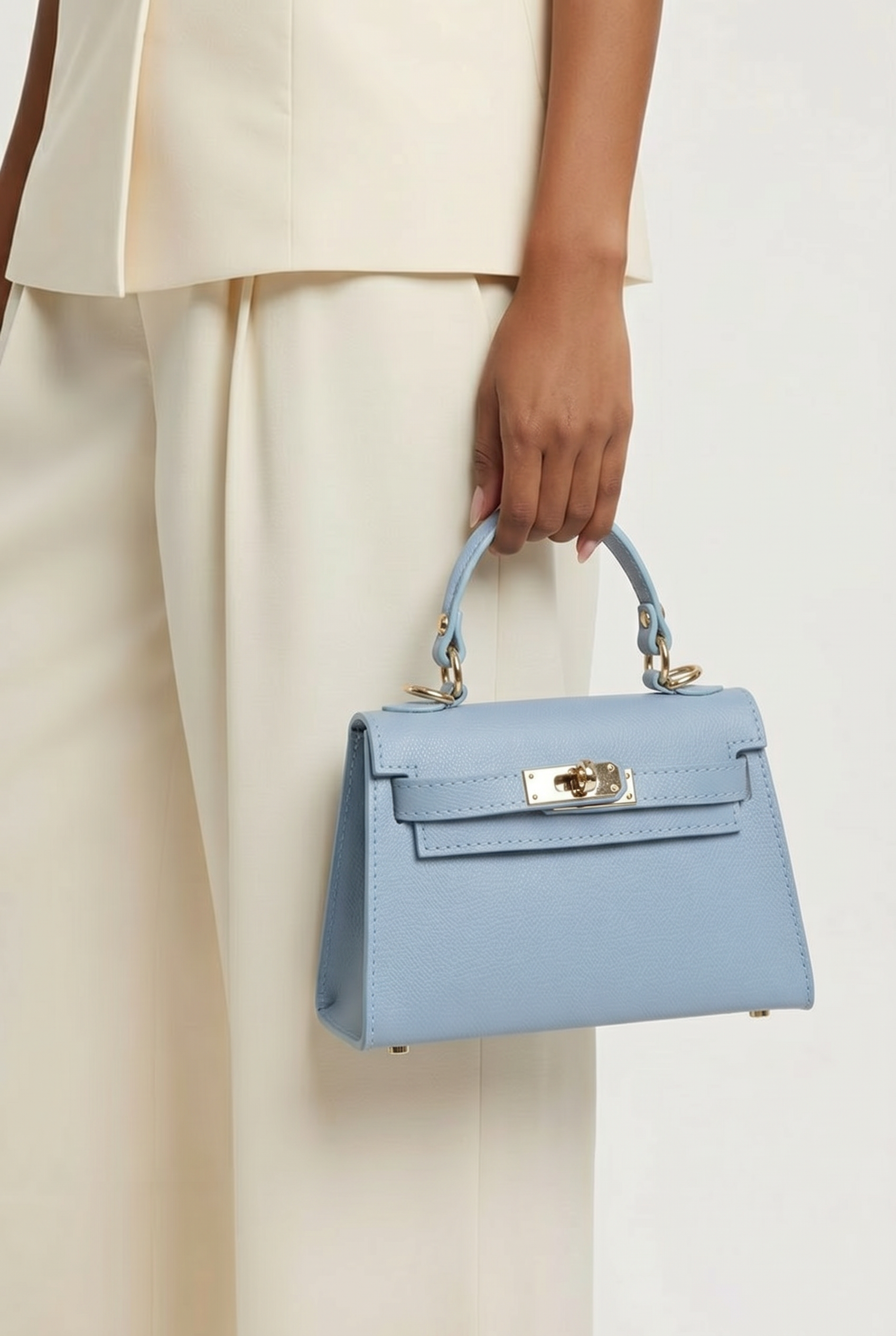 Sac inspi H Bleu Ciel  - 100% cuir 🇮🇹