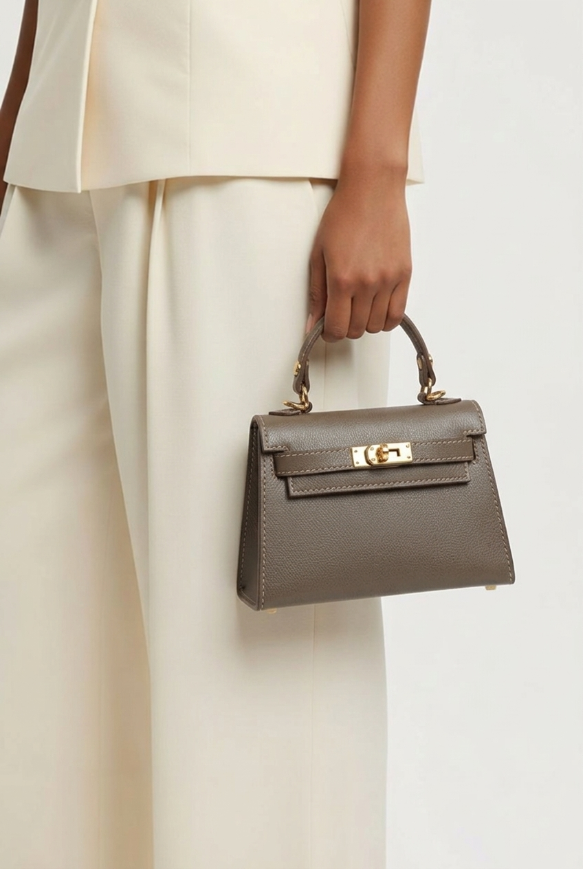 Sac inspi H Taupe Grainé - 100% Cuir 🇮🇹