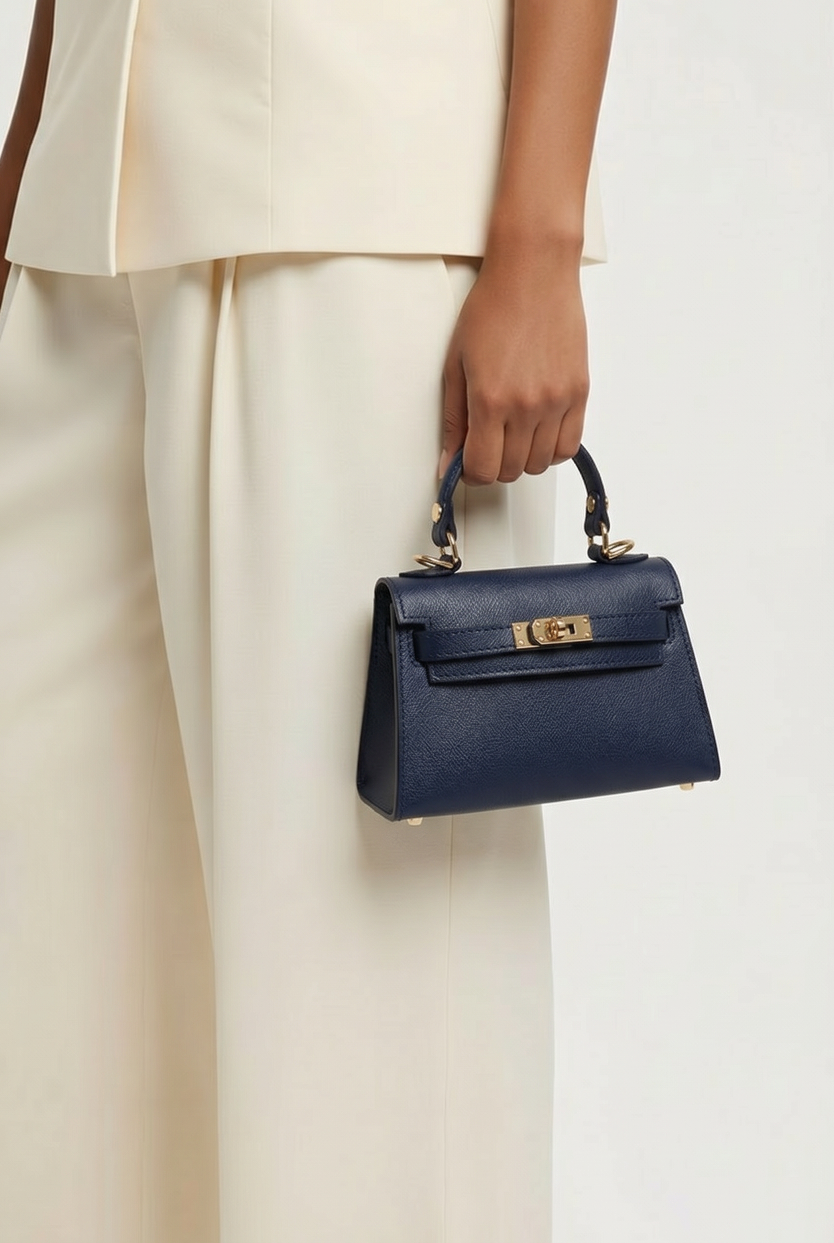 Sac inspi H bleu marine Grainé - 100% Cuir 🇮🇹