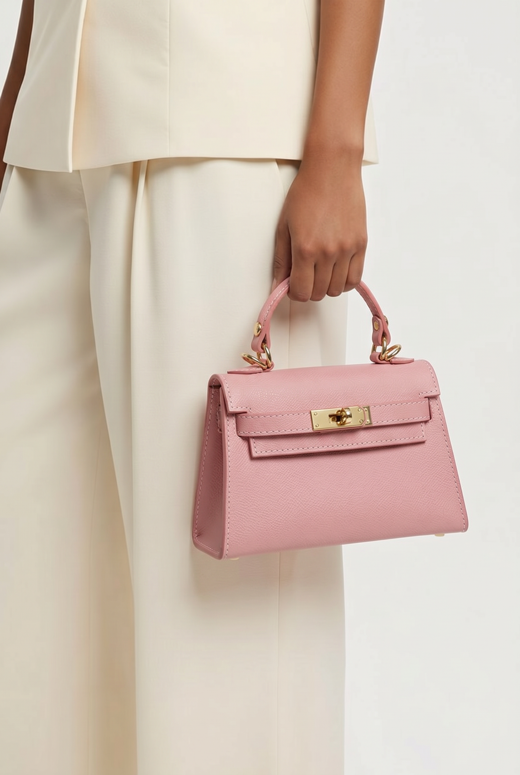 Sac inspi H Rose bébé Grainé - 100% Cuir 🇮🇹