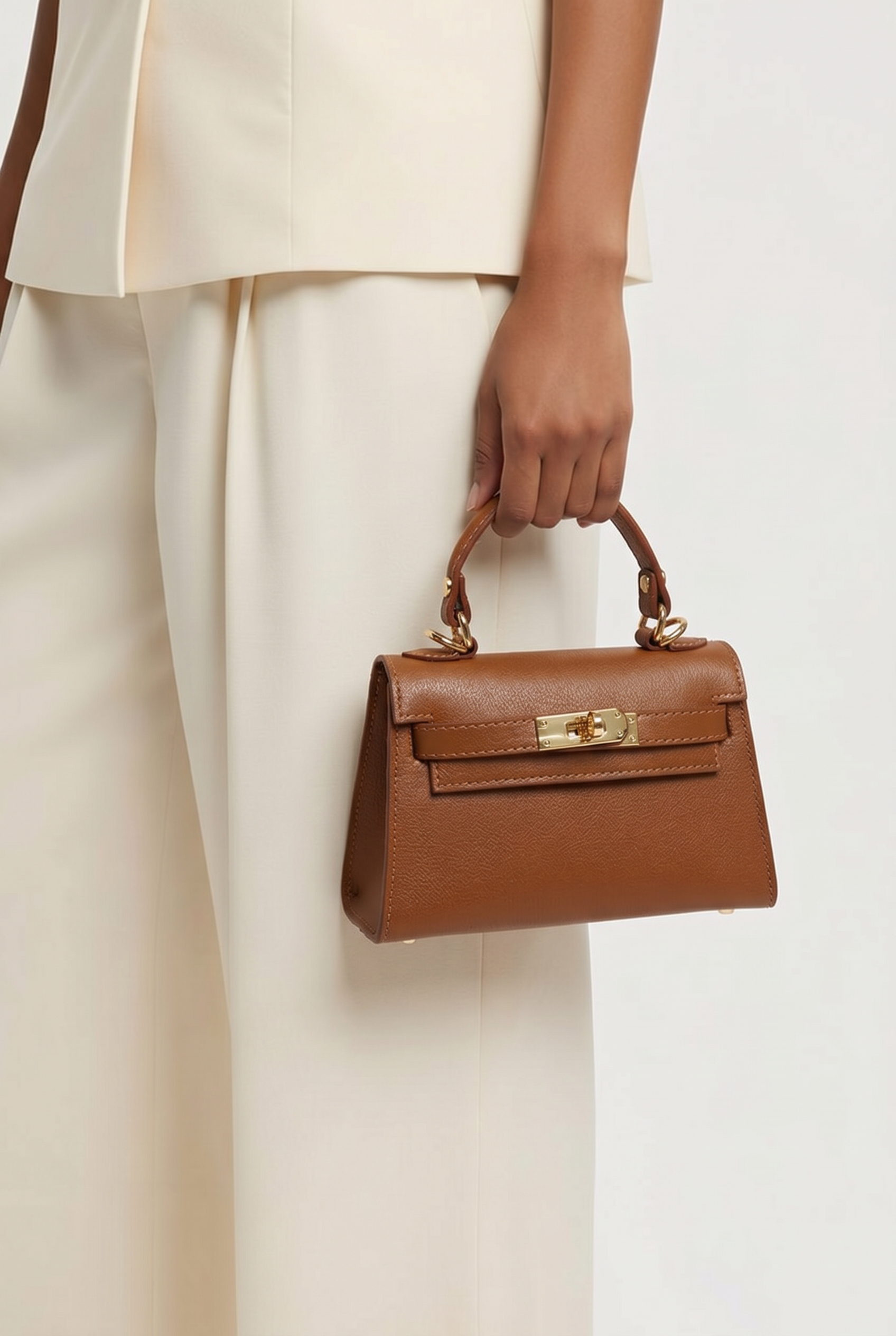 Sac inspi H Camel Grainé - 100% Cuir 🇮🇹